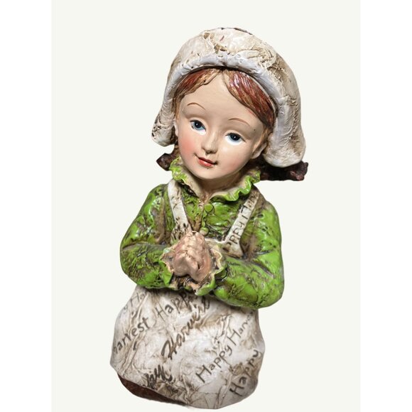 Thanksgiving Pilgrim Couple Figurines Hand-Painted Resin Collectibles - Picture 2 of 12